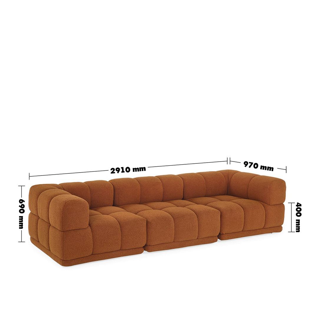 Contemporary teddy fabric modular 4 seater sofa cuboid size charts.