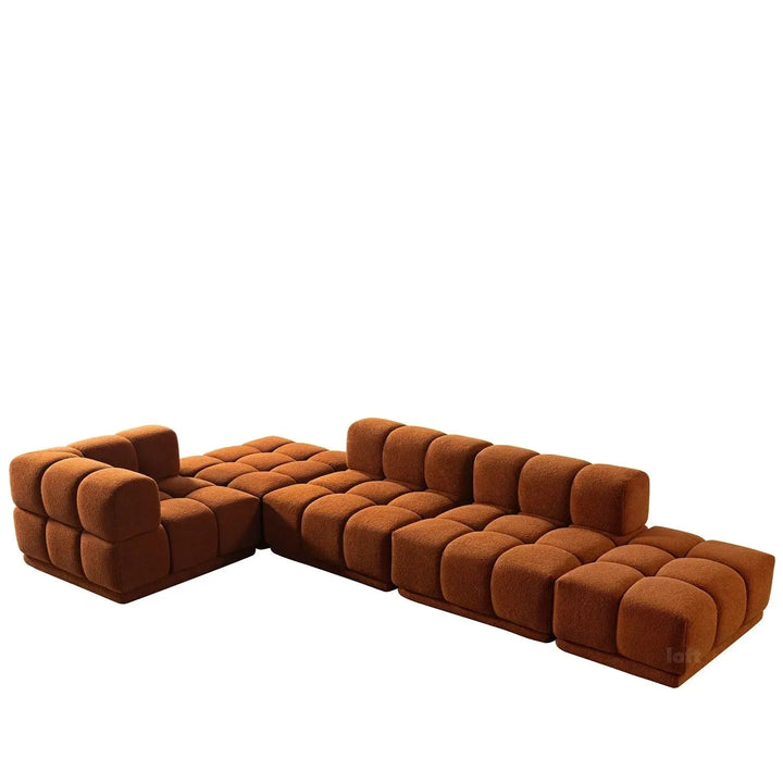 Contemporary teddy fabric modular ottoman cuboid l in still life.