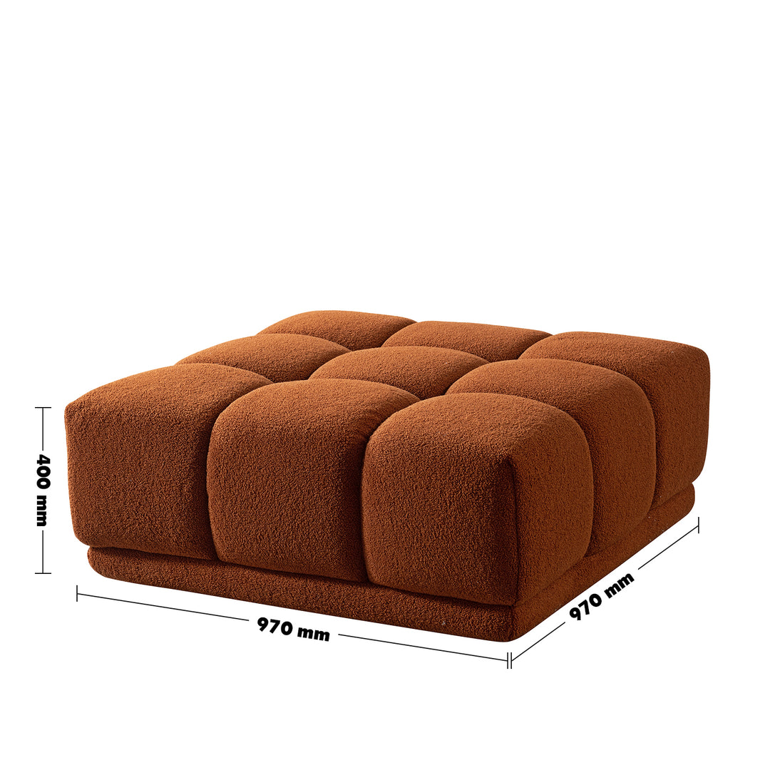Contemporary teddy fabric modular ottoman cuboid l size charts.