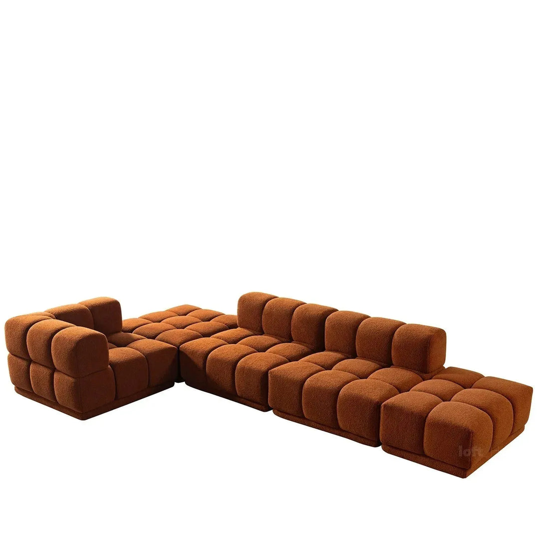 Contemporary teddy fabric modular ottoman cuboid environmental situation.