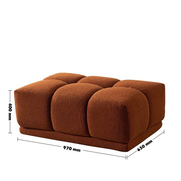 Contemporary teddy fabric modular ottoman cuboid size charts.