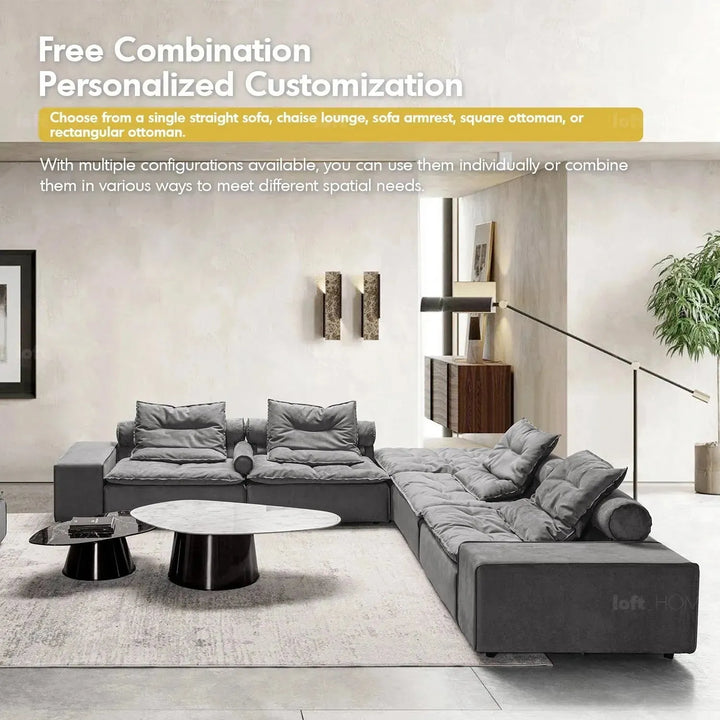 Modern fabric modular ottoman woolen material variants.