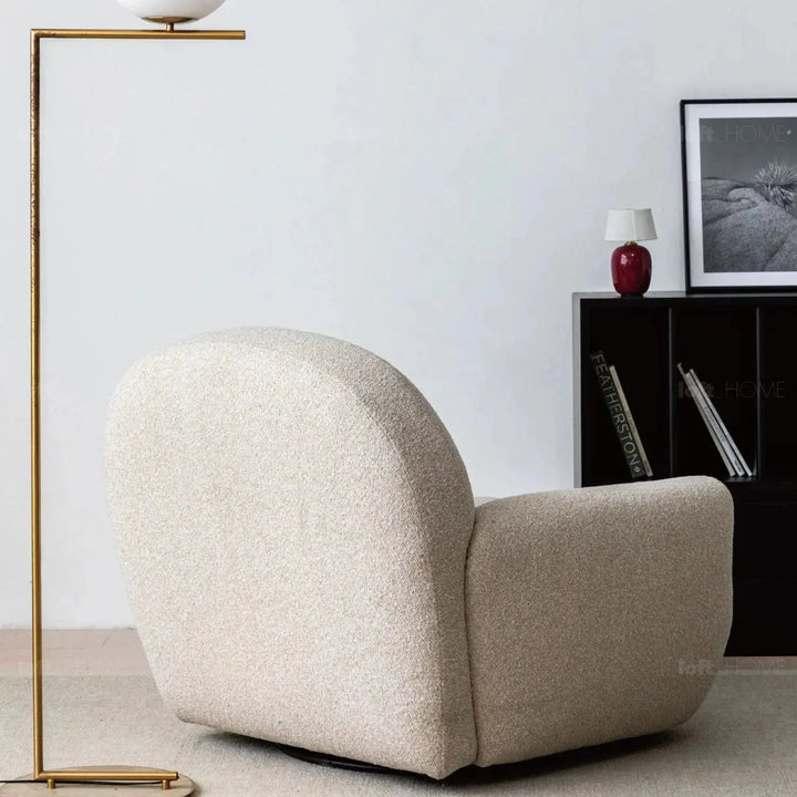 Cream faux cashmere fabric revolving 1 seater sofa rond situational feels.