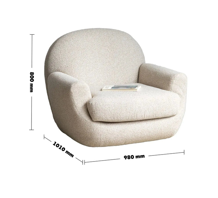 Cream faux cashmere fabric revolving 1 seater sofa rond size charts.