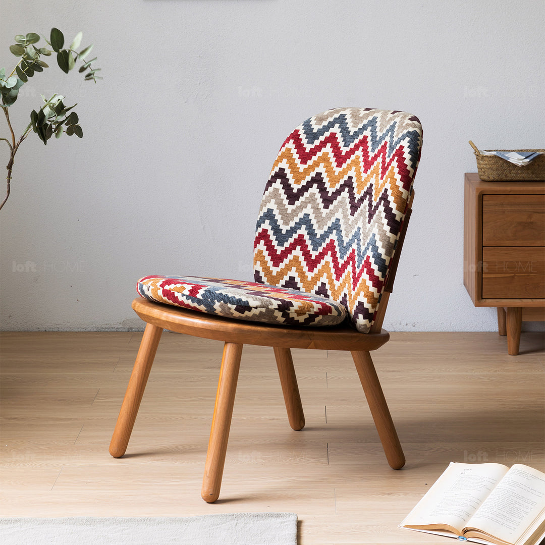 Scandinavian mixed weave fabric 1 seater sofa komachi in close up details.