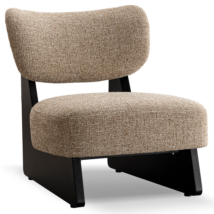 Japandi mixed weave fabric 1 seater sofa lange in white background.