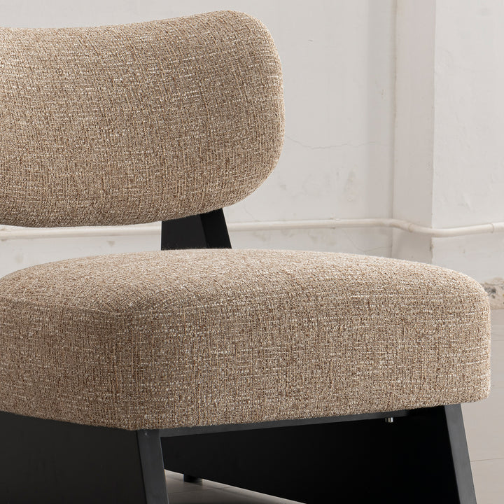 Japandi mixed weave fabric 1 seater sofa lange in real life style.