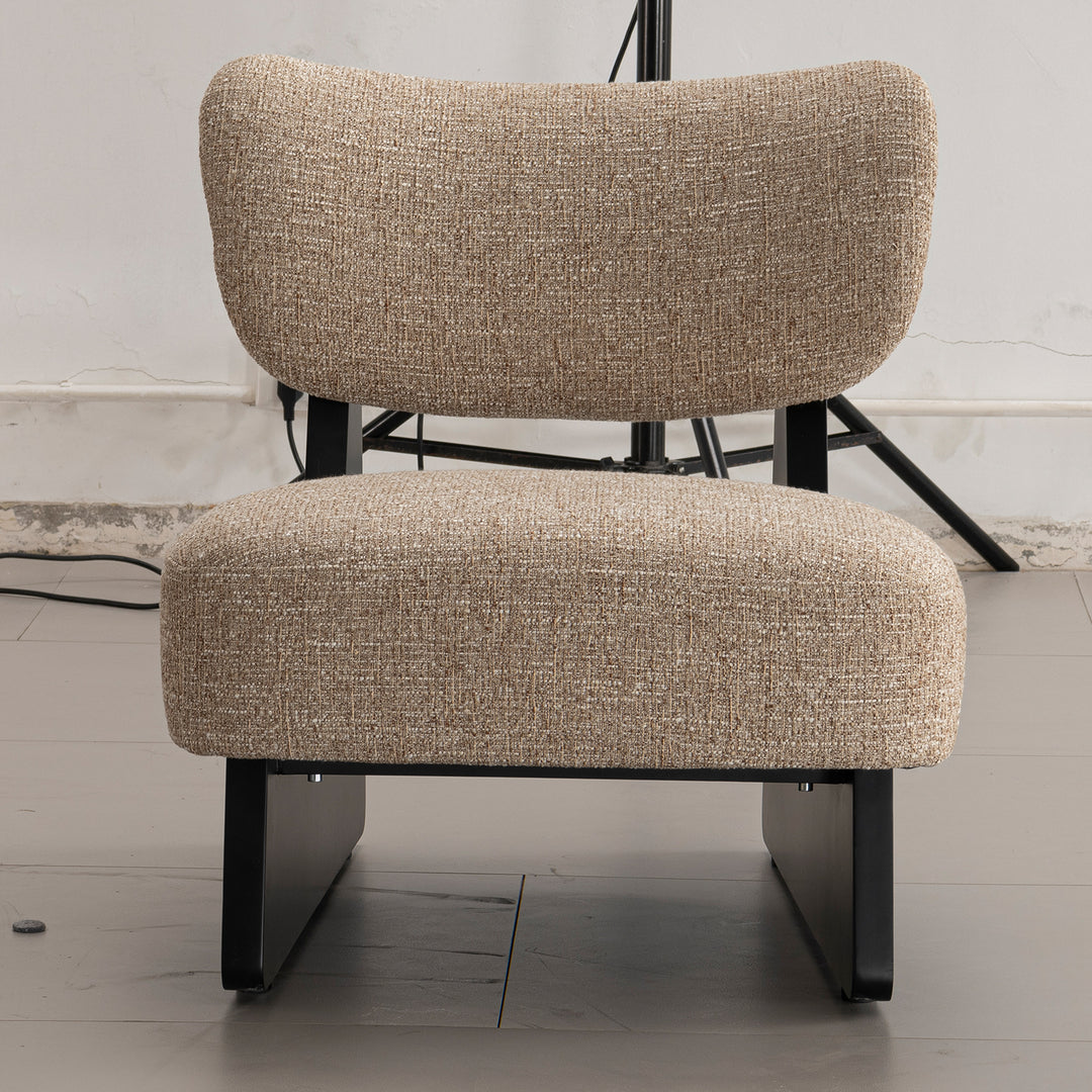 Japandi mixed weave fabric 1 seater sofa lange in details.