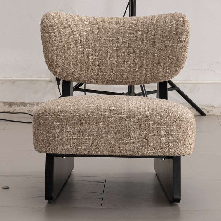 Japandi mixed weave fabric 1 seater sofa lange in details.