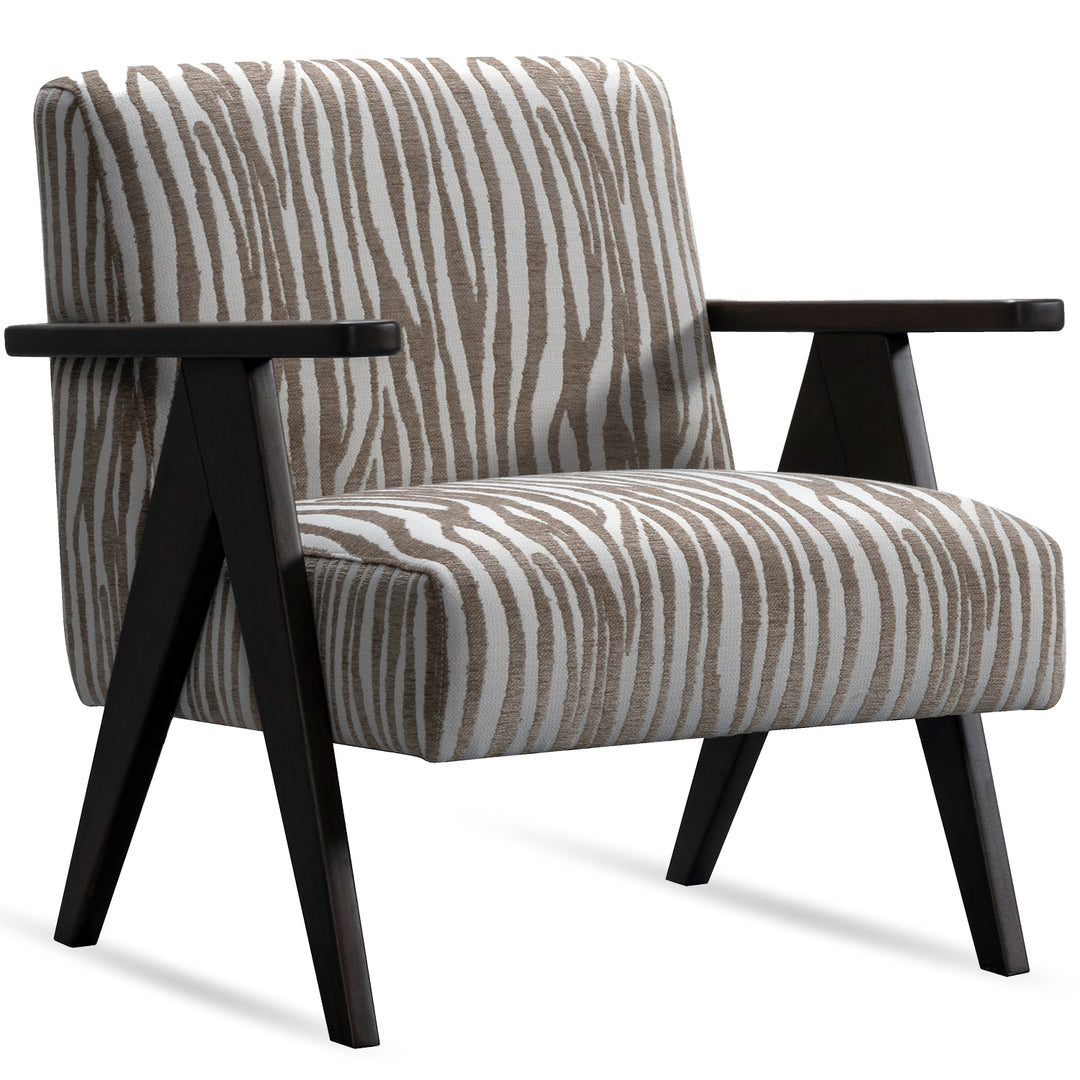 Japandi mixed weave fabric 1 seater sofa stua in white background.