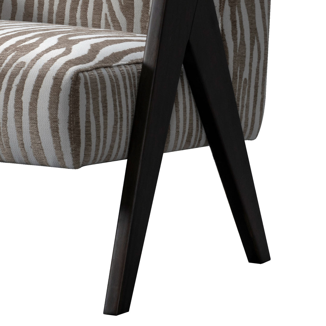 Japandi mixed weave fabric 1 seater sofa stua in close up details.