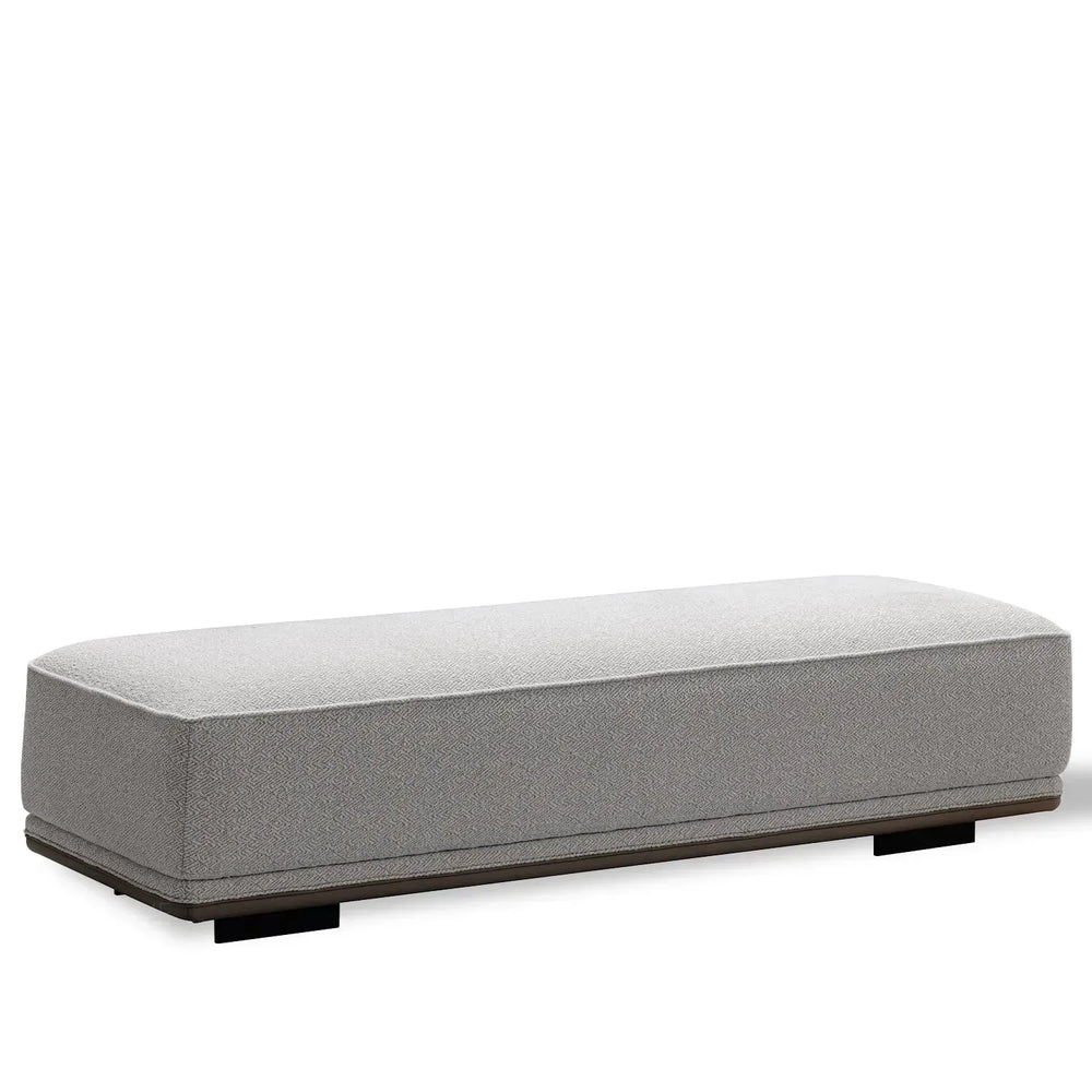 Minimalist mixed weave fabric modular ottoman eleganza l in white background.