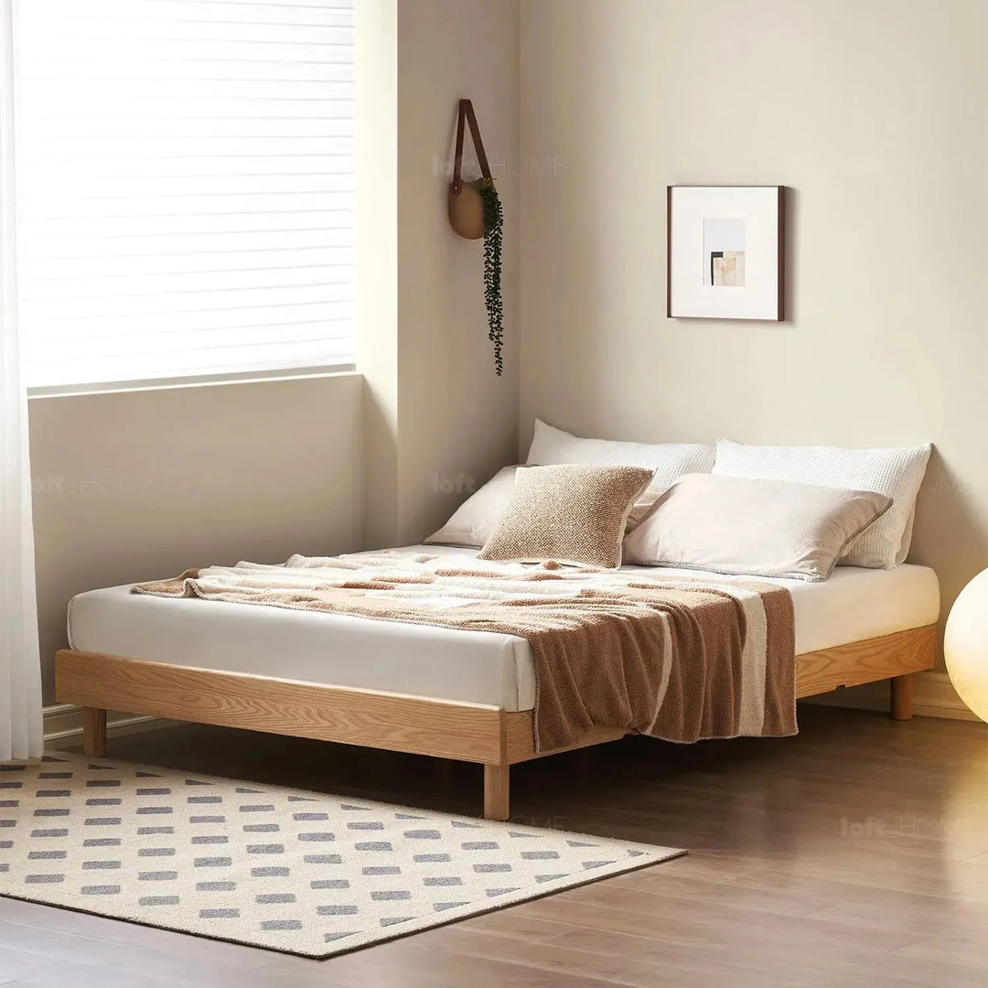 Scandinavian oak wood platform bed grimm detail 8.
