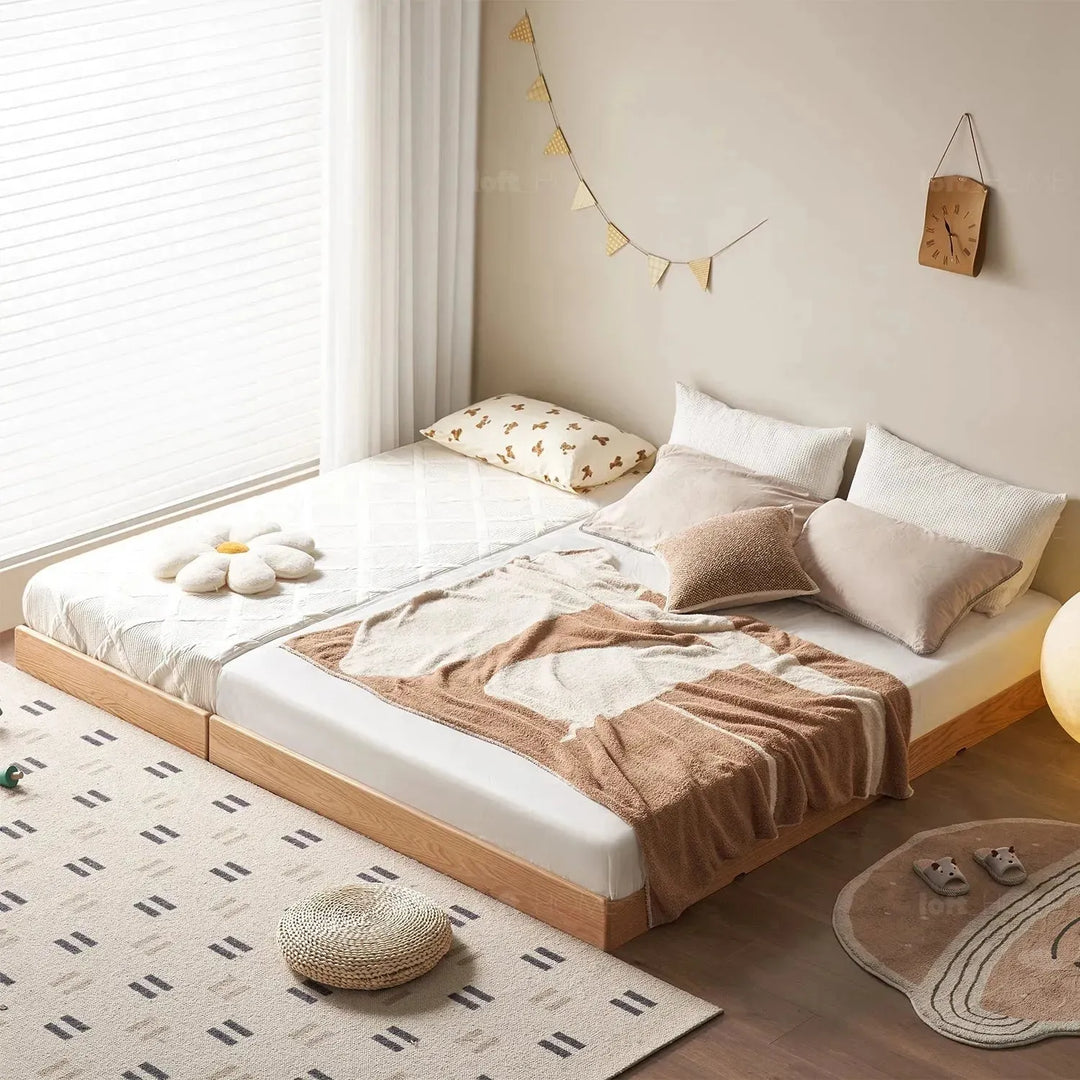 Scandinavian oak wood platform bed grimm detail 13.