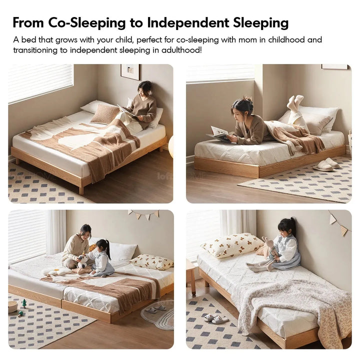 Scandinavian oak wood platform bed grimm color swatches.