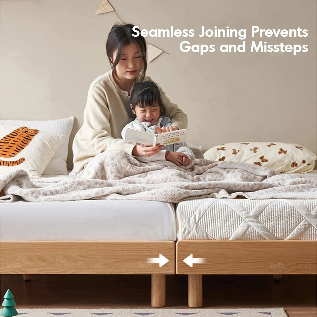 Scandinavian oak wood platform bed grimm in real life style.