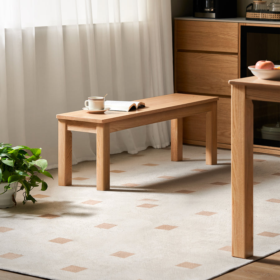 Scandinavian oak wood dining bench ligna primary product view.