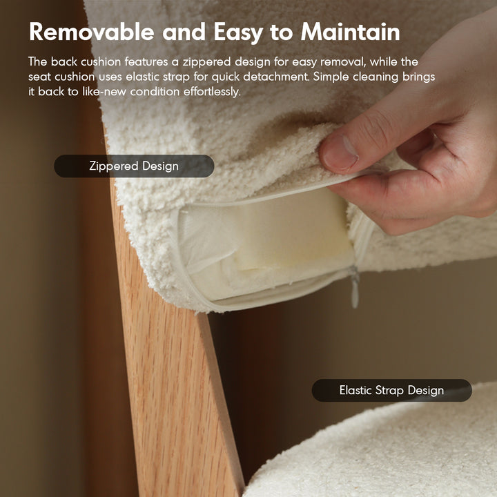 Scandinavian oak wood boucle fabric cover removable dining chair cloud environmental situation.