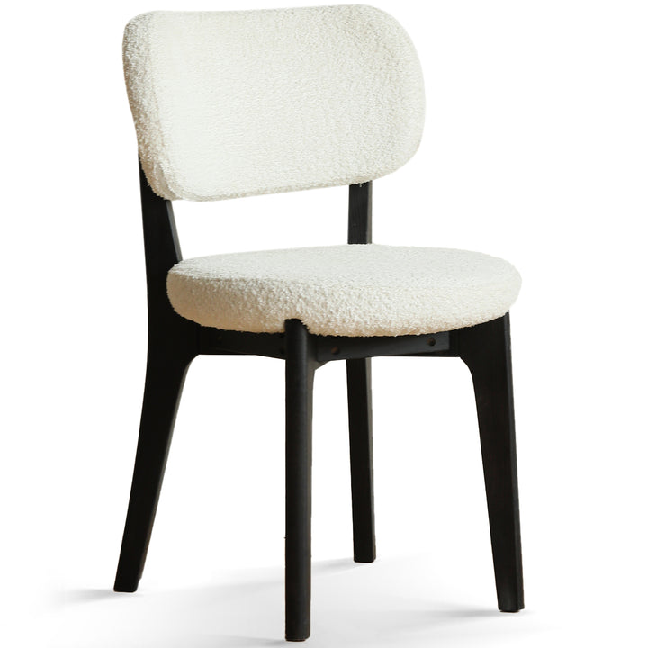 Scandinavian oak wood boucle fabric cover removable dining chair cloud detail 7.