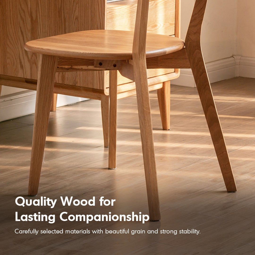 Scandinavian oak wood dining chair elm layered structure.