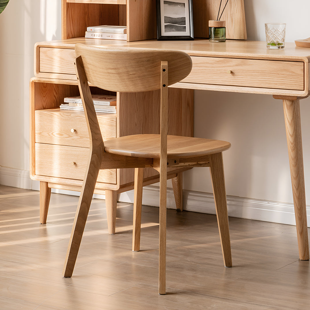 Scandinavian oak wood dining chair elm primary product view.