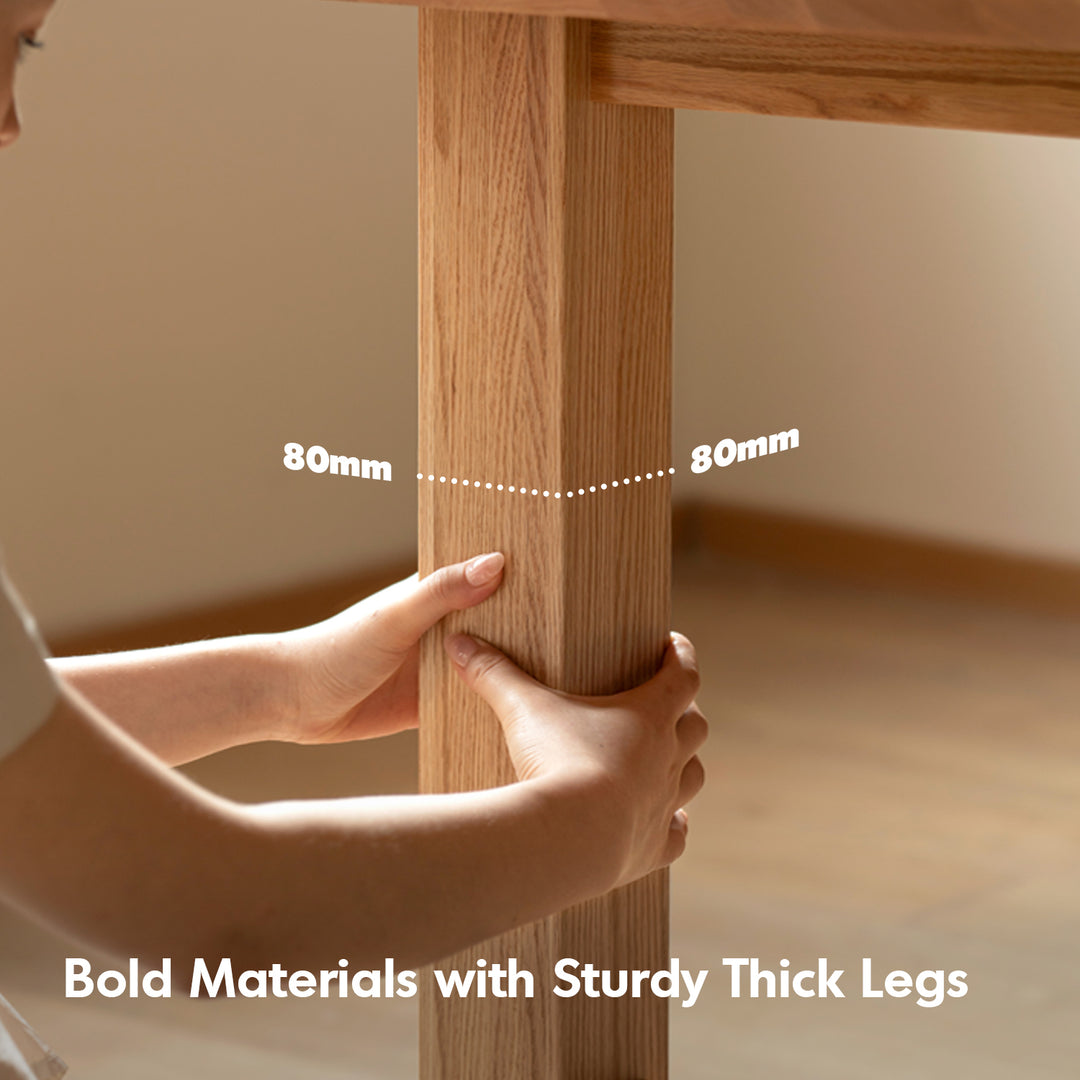 Scandinavian oak wood dining table haven layered structure.