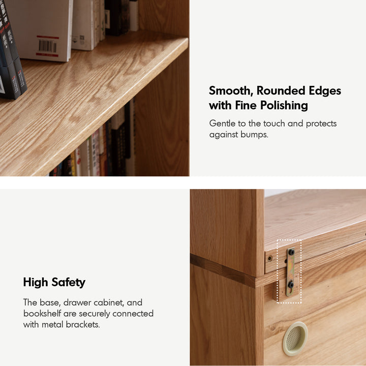 Scandinavian oak wood bookshelf shelfix in still life.