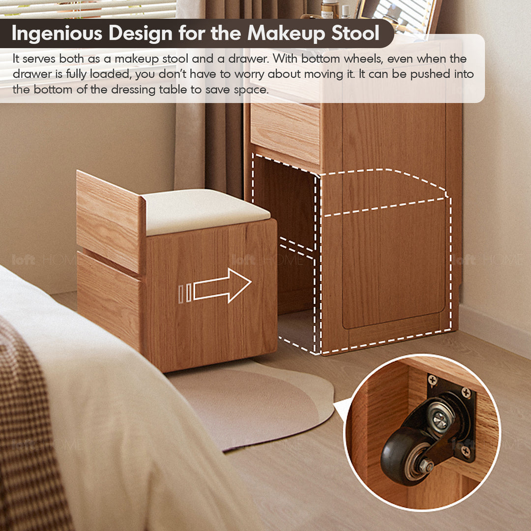 Scandinavian oak wood dressing table classic glam environmental situation.