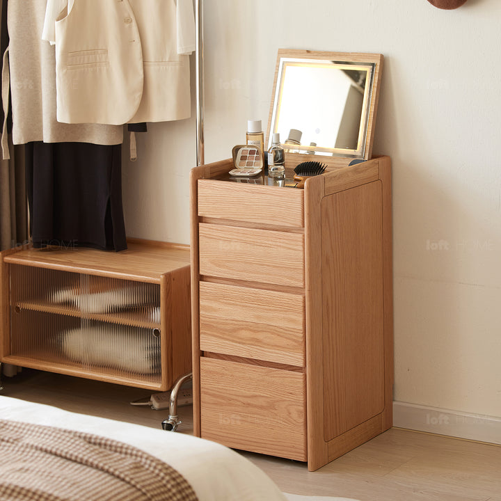 Scandinavian oak wood dressing table classic glam detail 3.
