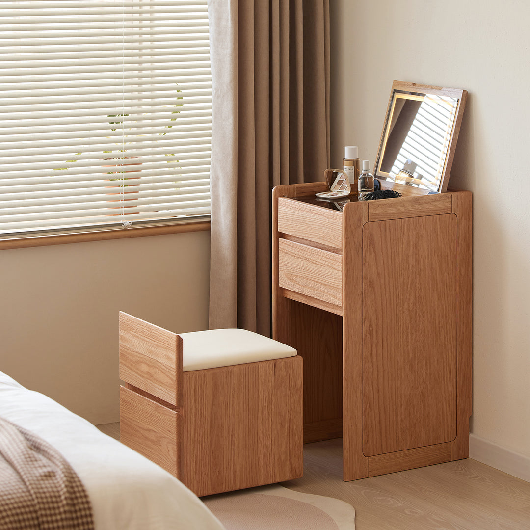 Scandinavian oak wood dressing table classic glam primary product view.