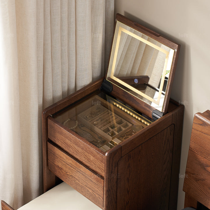 Scandinavian oak wood dressing table classic glam detail 13.