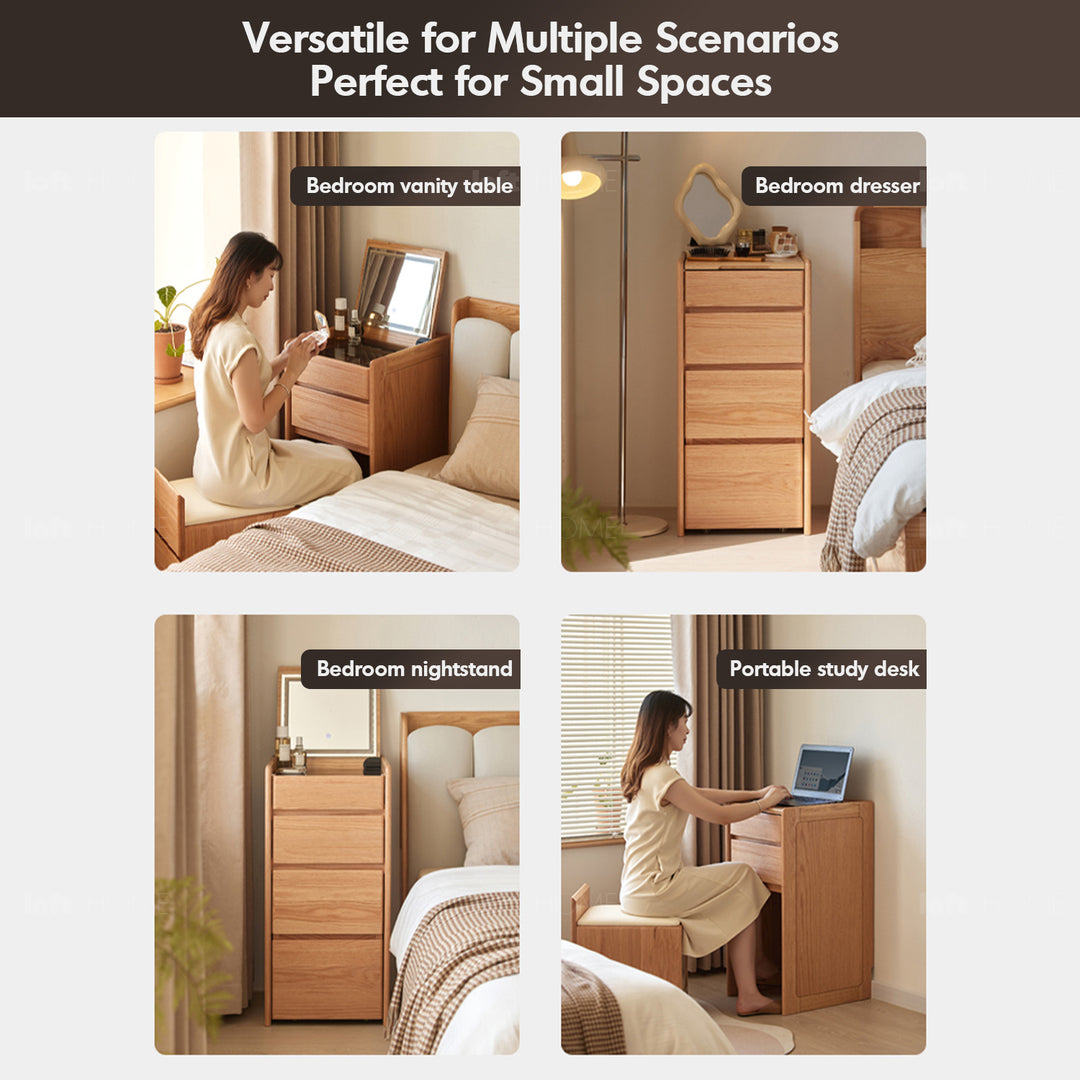 Scandinavian oak wood dressing table classic glam with context.