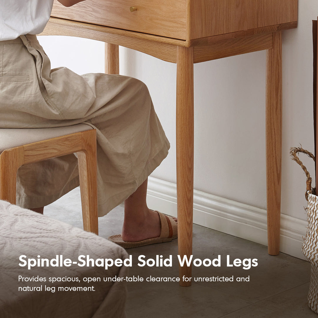 Scandinavian oak wood moru glass dressing table with mirror gleam situational feels.