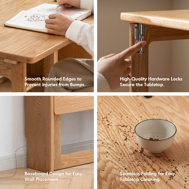 Scandinavian oak wood extendable study table jora conceptual design.