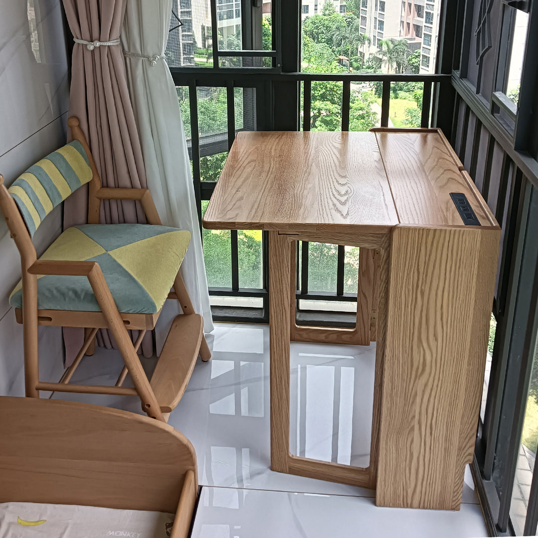 Scandinavian oak wood extendable study table jora detail 4.