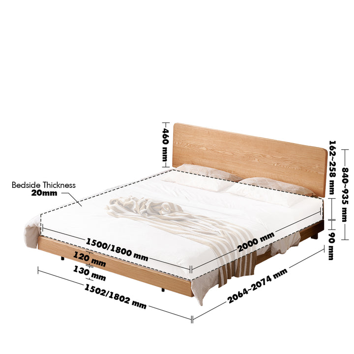 Scandinavian oak wood headboard adjustable floating bed nora size charts.