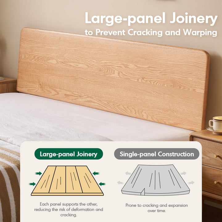 Scandinavian oak wood headboard adjustable floating bed nora conceptual design.