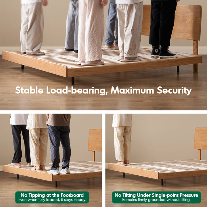 Scandinavian oak wood headboard adjustable floating bed nora layered structure.