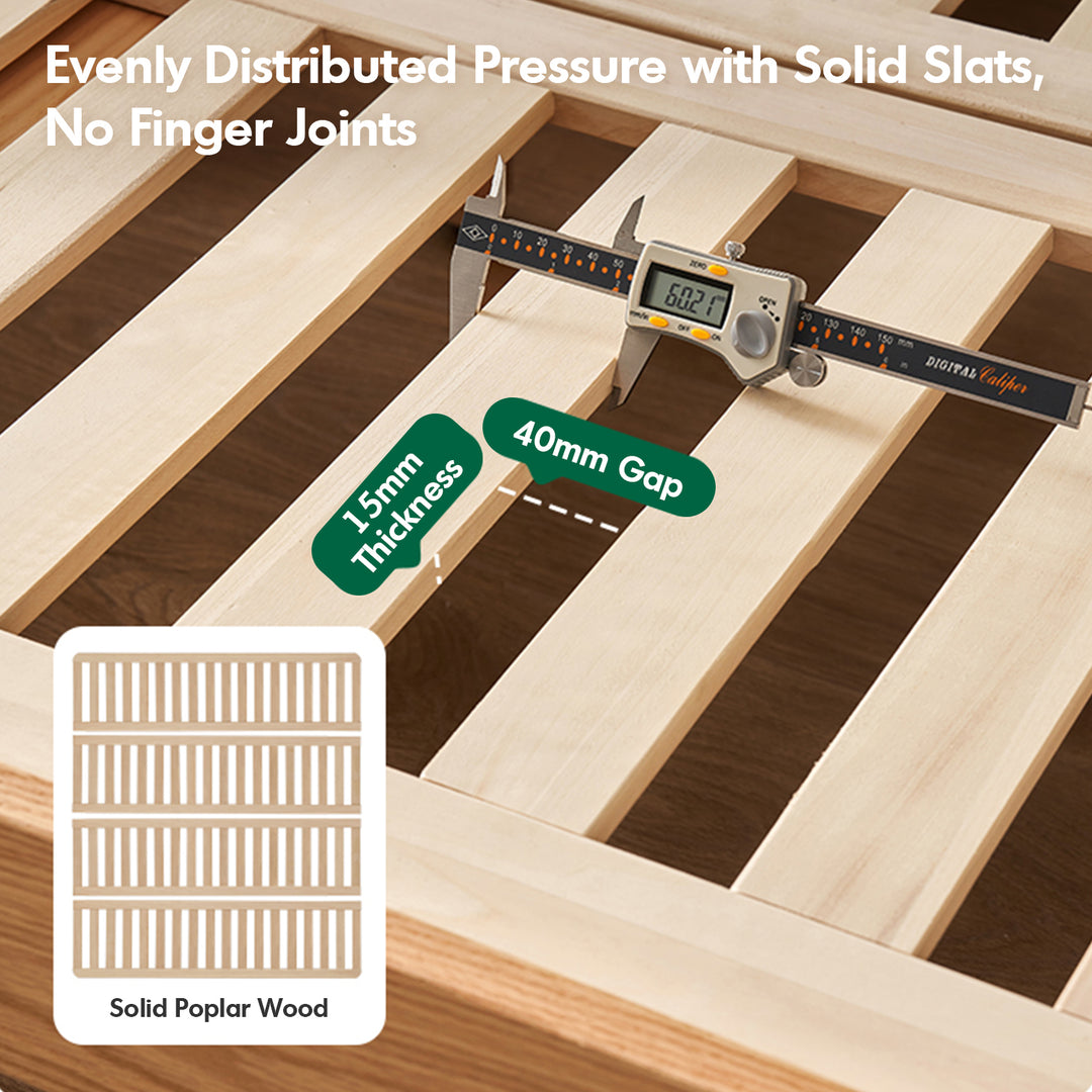 Scandinavian oak wood headboard adjustable floating bed nora detail 1.