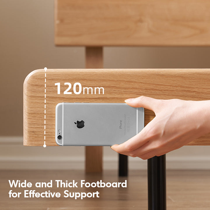 Scandinavian oak wood headboard adjustable floating bed nora detail 4.