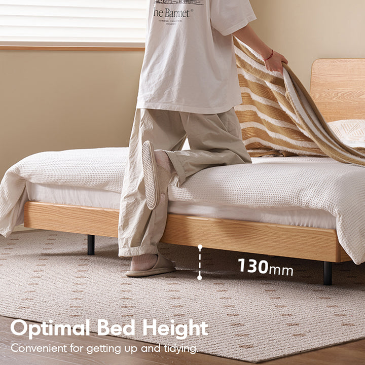 Scandinavian oak wood headboard adjustable floating bed nora detail 5.