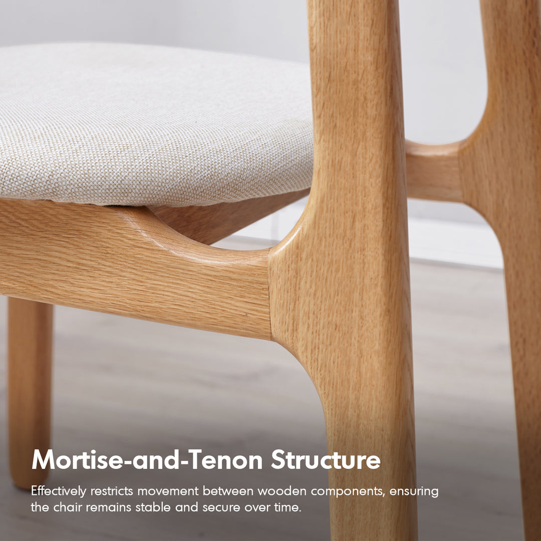 Scandinavian oak wood mixed weave fabric cover removable dining chair nest layered structure.