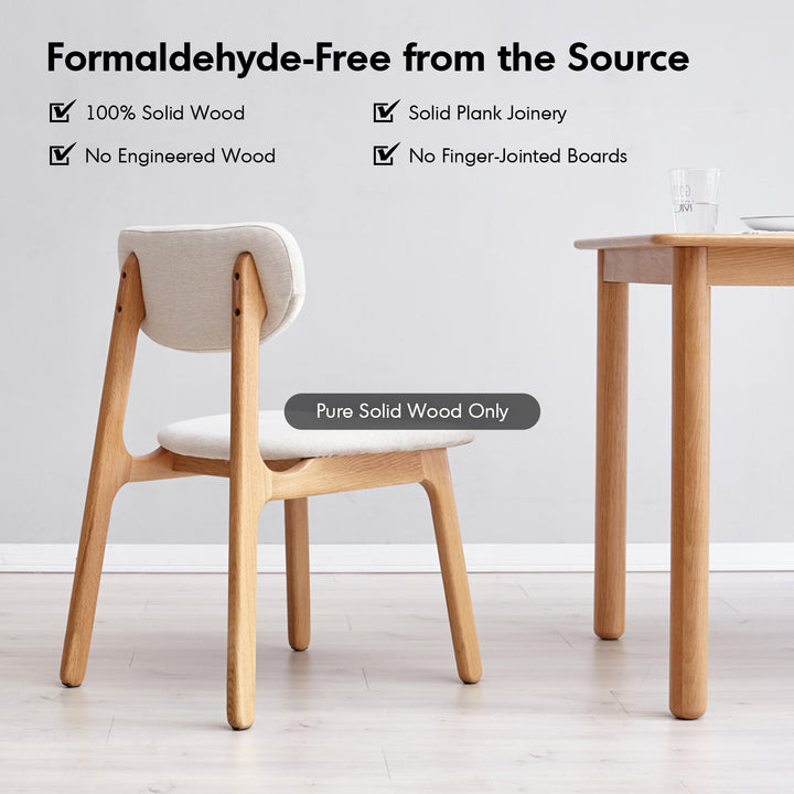 Scandinavian oak wood mixed weave fabric cover removable dining chair nest detail 3.