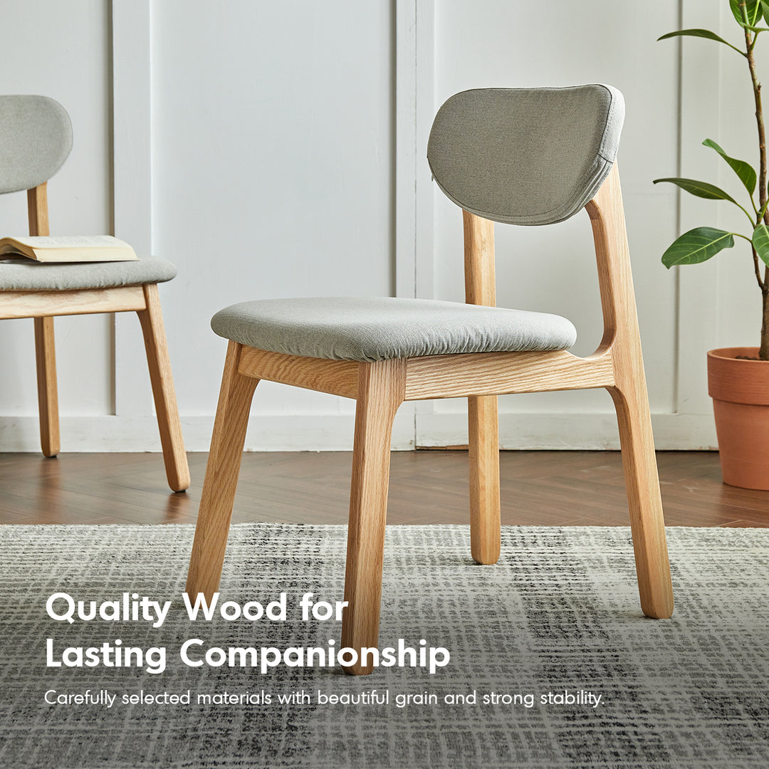 Scandinavian oak wood mixed weave fabric cover removable dining chair nest detail 5.