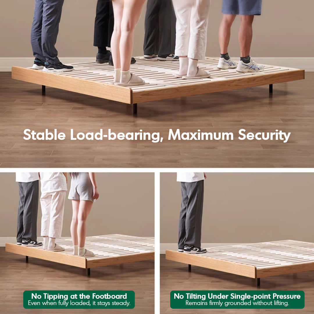 Scandinavian oak wood platform floating bed nora conceptual design.