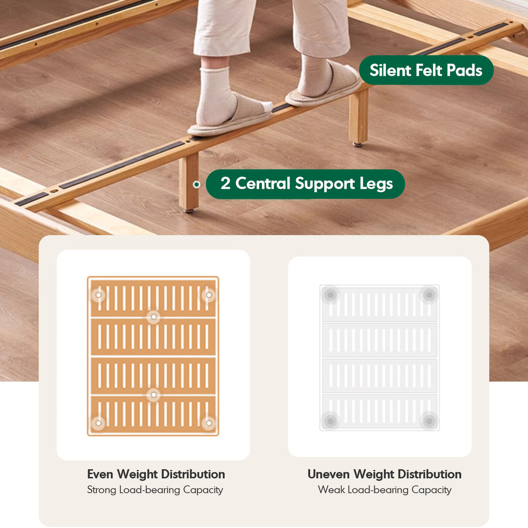 Scandinavian oak wood platform floating bed nora layered structure.