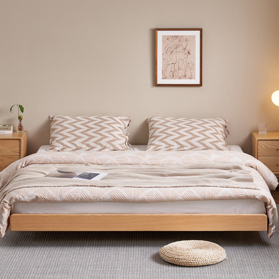 Scandinavian oak wood platform floating bed nora detail 5.