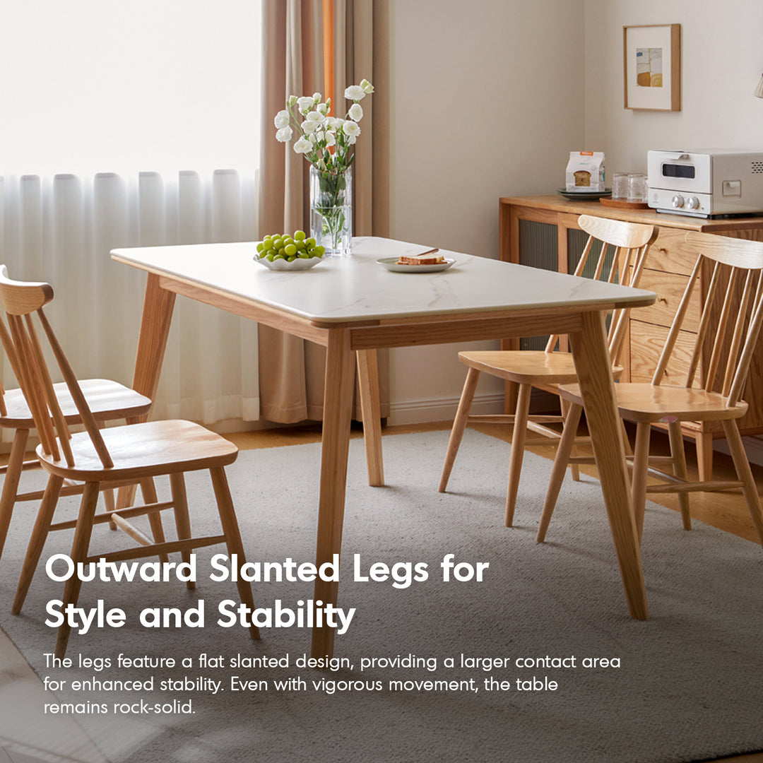 Scandinavian oak wood sintered stone dining table aura conceptual design.