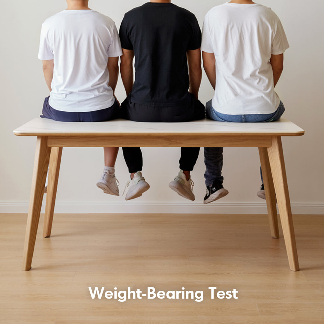 Scandinavian oak wood sintered stone dining table aura situational feels.