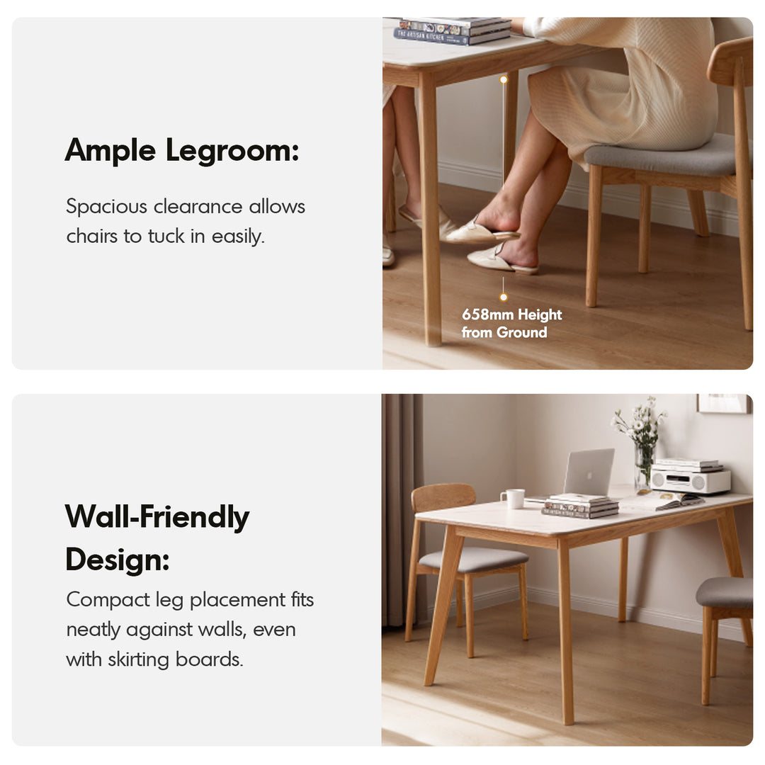 Scandinavian oak wood sintered stone dining table aura detail 1.